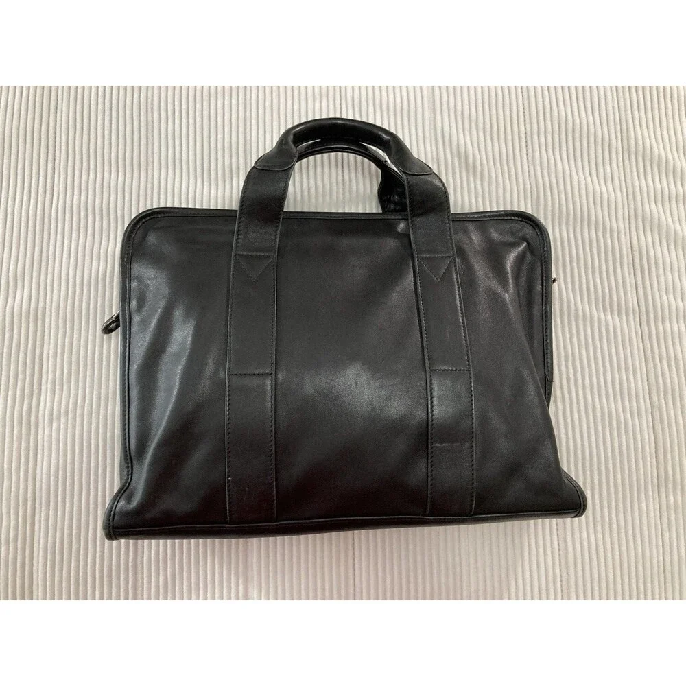 TUMI Black Leather Briefcase Laptop Bag 15" Business Travel Work Case 9601D4 - Picture 2 of 16